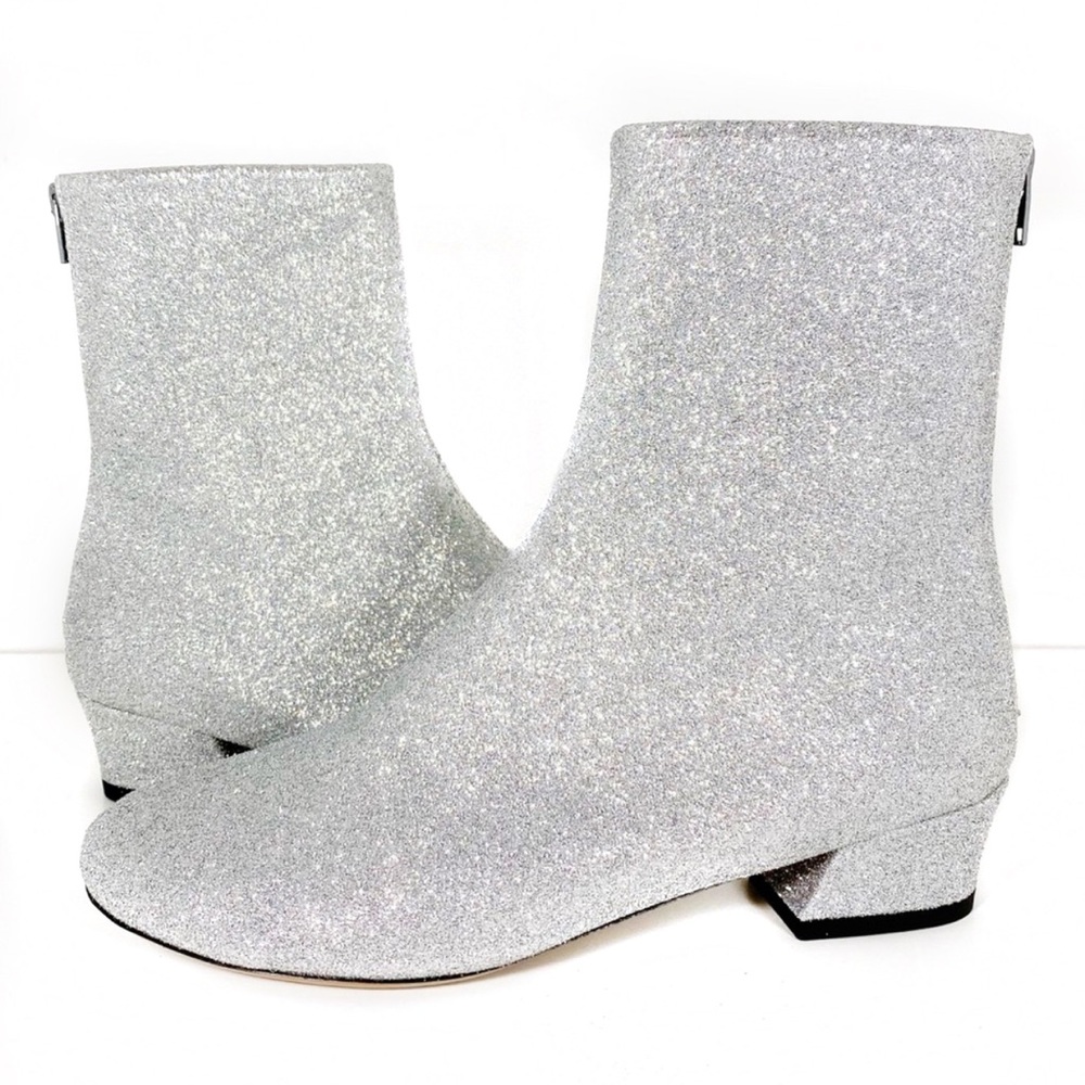 Dries Van Noten Sparkle Silver Ankle Boots Size 5
